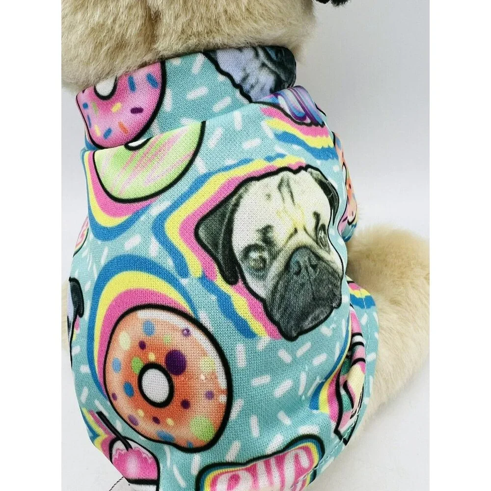 Gund Doug‎ The Pug Dog Plush Pink Donut Pug Life Shirt Stuffed Animal 8 inch